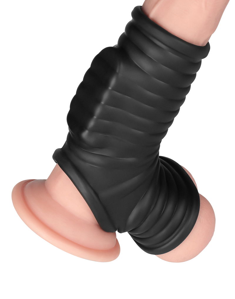 LoveToy – Wave Knights Ring – Vibrerende Penis en Scrotum Sleeve (Ø 2,8 cm) – Zwart