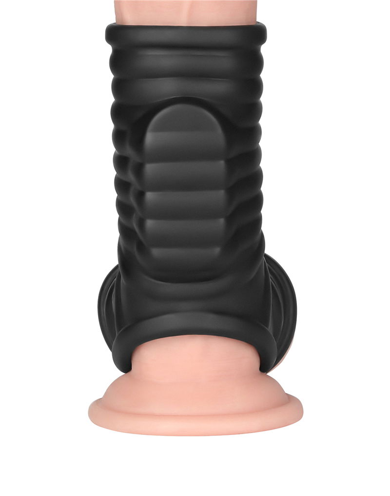 LoveToy – Wave Knights Ring – Vibrerende Penis en Scrotum Sleeve (Ø 2,8 cm) – Zwart