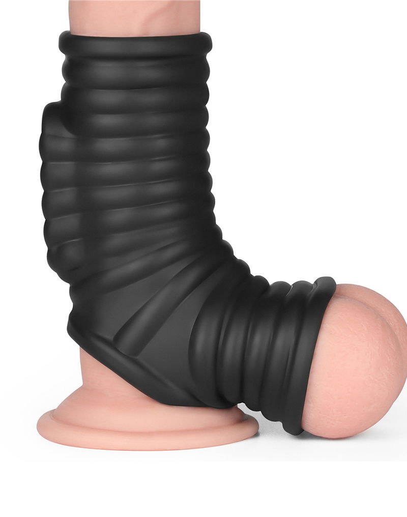 LoveToy – Wave Knights Ring – Vibrerende Penis en Scrotum Sleeve (Ø 2,8 cm) – Zwart