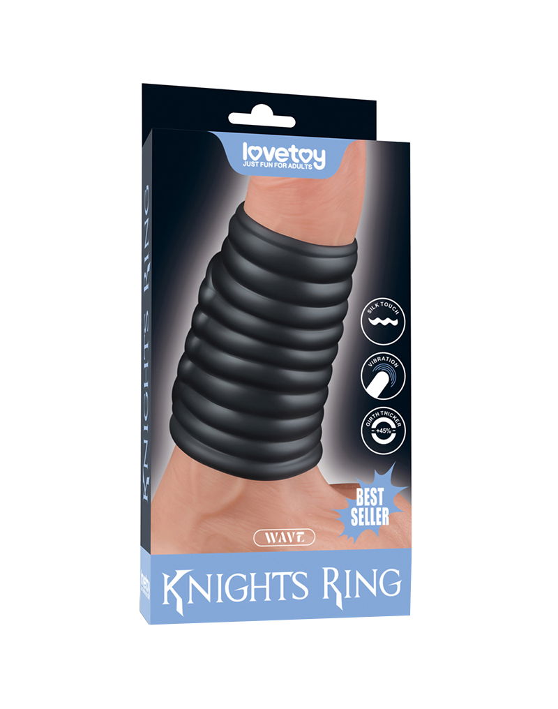 LoveToy – Wave Knights Ring – Vibrerende Penis Sleeve (Ø 3,7 cm) – Zwart